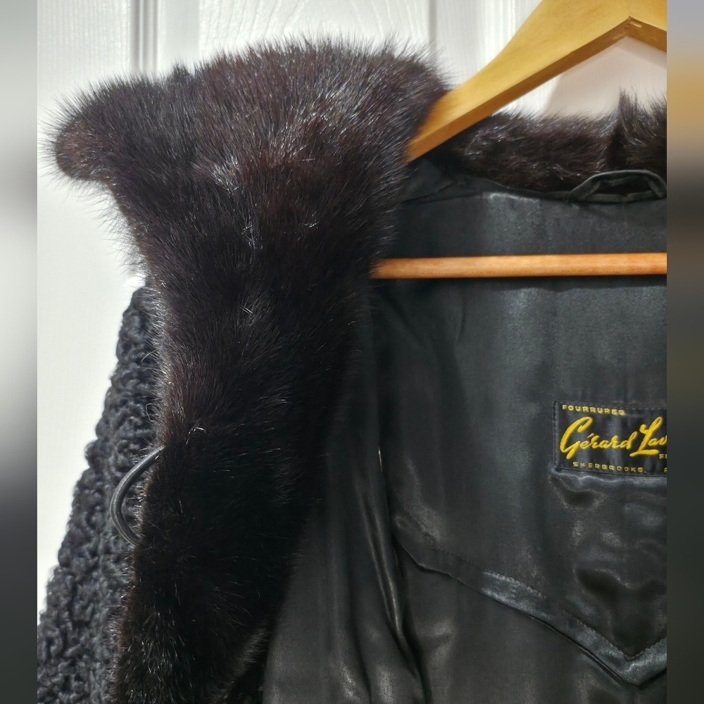 Vintage Persian Lamb Fur Coat with Mink Fur Collar Size M Luxury Perfect Conditi - Picture 6 of 17